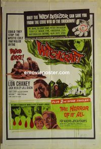 f816 WITCHCRAFT/HORROR OF IT ALL one-sheet movie poster '64 Lon Chaney