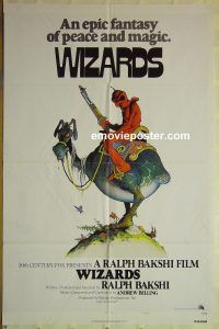 f819 WIZARDS one-sheet movie poster '77 Ralph Bakshi, William Stout art!