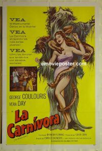 f821 WOMAN EATER Spanish one-sheet movie poster '59 tree monster eats woman!