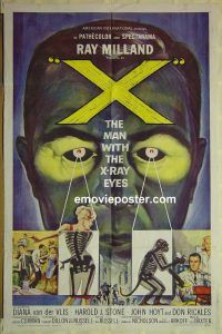 f823 X THE MAN WITH THE X-RAY EYES one-sheet movie poster '63 Roger Corman