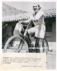 j925 MARY PICKFORD vintage 7x9 still '30s riding bike in Palm Springs!