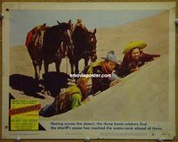 m004 3 GODFATHERS movie lobby card #3 '49 John Wayne lying in sand!