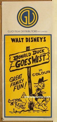 p306 DONALD DUCK GOES WEST Australian daybill movie poster '75 Disney