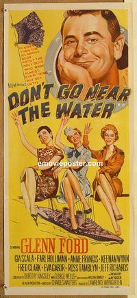 p309 DON'T GO NEAR THE WATER Australian daybill movie poster '57 G. Ford