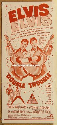 p310 DOUBLE TROUBLE Australian daybill movie poster R70s Elvis Presley