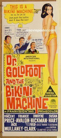 p312 DR GOLDFOOT & THE BIKINI MACHINE Australian daybill movie poster '65