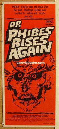 p314 DR PHIBES RISES AGAIN Australian daybill movie poster '72 Vincent Price