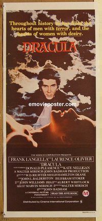 p315 DRACULA Australian daybill movie poster '79 Frank Langella, Olivier