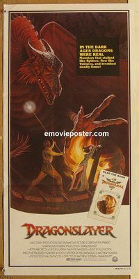 p317 DRAGONSLAYER Australian daybill movie poster '81 Jeff Jones art