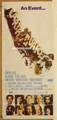 p324 EARTHQUAKE Australian daybill movie poster '74 Heston, Ava Gardner