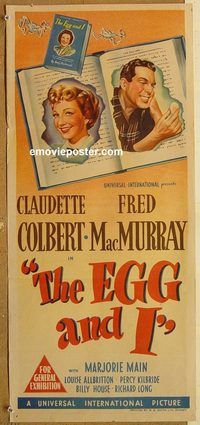 p328 EGG & I Australian daybill movie poster '47 Colbert, MacMurray