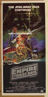 p334 EMPIRE STRIKES BACK style A Australian daybill movie poster '80 Lucas