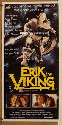 p339 ERIK THE VIKING Australian daybill movie poster '89 Robbins, Rooney