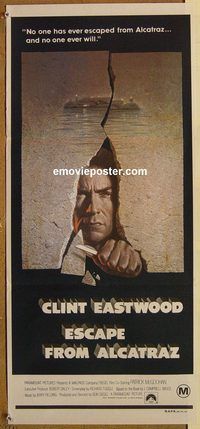 p340 ESCAPE FROM ALCATRAZ Australian daybill movie poster '79 Eastwood