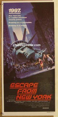 p341 ESCAPE FROM NEW YORK Australian daybill movie poster '81 Kurt Russell