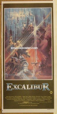 p348 EXCALIBUR Australian daybill movie poster '81 Boorman, Bob Peak art!