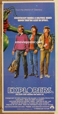 p352 EXPLORERS Australian daybill movie poster '85 River Phoenix, Joe Dante