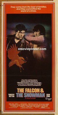 p356 FALCON & THE SNOWMAN Australian daybill movie poster '85 Sean Penn