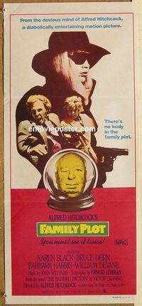 p359 FAMILY PLOT Australian daybill movie poster '76 Alfred Hitchcock