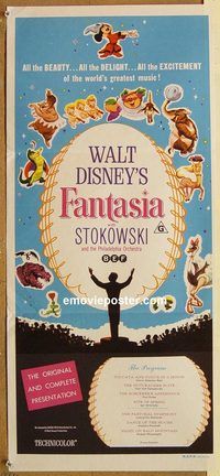 p361 FANTASIA Australian daybill movie poster R70s Mickey Mouse, Disney