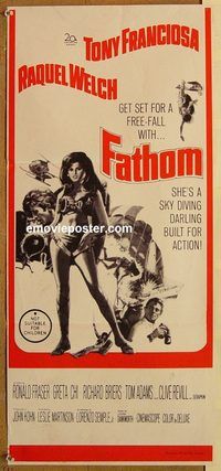 p367 FATHOM Australian daybill movie poster '67 Raquel Welch, Franciosa