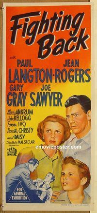 p371 FIGHTING BACK Australian daybill movie poster '48 Langton, Rogers