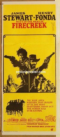 p375 FIRECREEK Australian daybill movie poster '68 Stewart, Henry Fonda