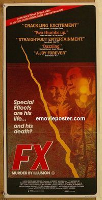 p355 F/X Australian daybill movie poster '86 Bryan Brown, Brian Dennehy