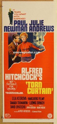 q076 TORN CURTAIN Australian daybill movie poster '66 Newman, Hitchcock