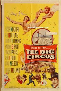 v165 BIG CIRCUS one-sheet movie poster '59 Victor Mature, Red Buttons