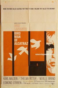 v177 BIRDMAN OF ALCATRAZ one-sheet movie poster '62 Burt Lancaster