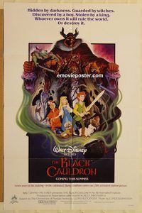 v183 BLACK CAULDRON advance one-sheet movie poster '85 Disney CG!