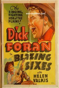 v194 BLAZING SIXES one-sheet movie poster '37 Dick Foran, western