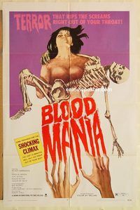 v200 BLOOD MANIA one-sheet movie poster '70 really wild horror image!