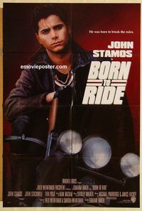 v225 BORN TO RIDE one-sheet movie poster '91 John Stamos as biker!