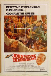 v234 BRANNIGAN one-sheet movie poster '75 John Wayne, Attenborough