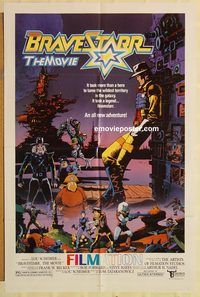 v235 BRAVESTARR THE MOVIE one-sheet movie poster '87 sci-fi western cartoon!