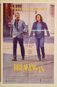 v240 BREAKING IN one-sheet movie poster '89 Burt Reynolds, Siemaszko