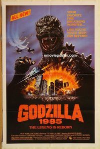 v539 GODZILLA 1985 one-sheet movie poster '84 Toho, Raymond Burr