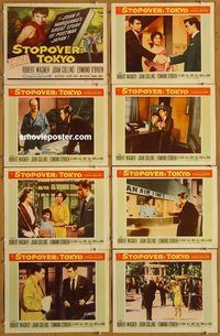 a674 STOPOVER TOKYO 8 movie lobby cards '57 Joan Collins, Wagner