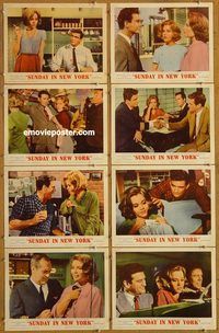 a683 SUNDAY IN NEW YORK 8 movie lobby cards '64 Jane Fonda, Rod Taylor