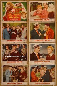 a703 TENNESSEE CHAMP 8 movie lobby cards '54 boxing, Shelley Winters!