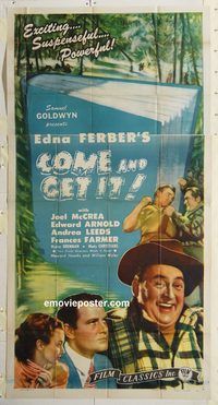 b617 COME & GET IT three-sheet movie poster R44 Frances Farmer