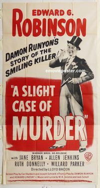 b927 SLIGHT CASE OF MURDER three-sheet movie poster R48 Edward G. Robinson