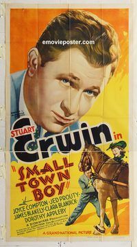 b929 SMALL TOWN BOY three-sheet movie poster '37 Stuart Erwin, Compton