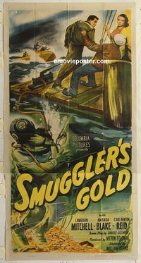 b931 SMUGGLER'S GOLD three-sheet movie poster '51 Cameron Mitchell