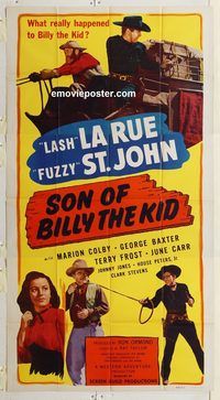 b935 SON OF BILLY THE KID three-sheet movie poster '49 Lash La Rue western!