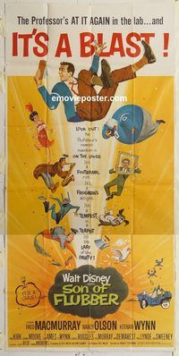 b936 SON OF FLUBBER three-sheet movie poster '63 Walt Disney, MacMurray