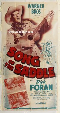 b938 SONG OF THE SADDLE three-sheet movie poster R43 Dick Foran, Lloyd