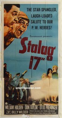 b946 STALAG 17 three-sheet movie poster '53 William Holden, Otto Preminger